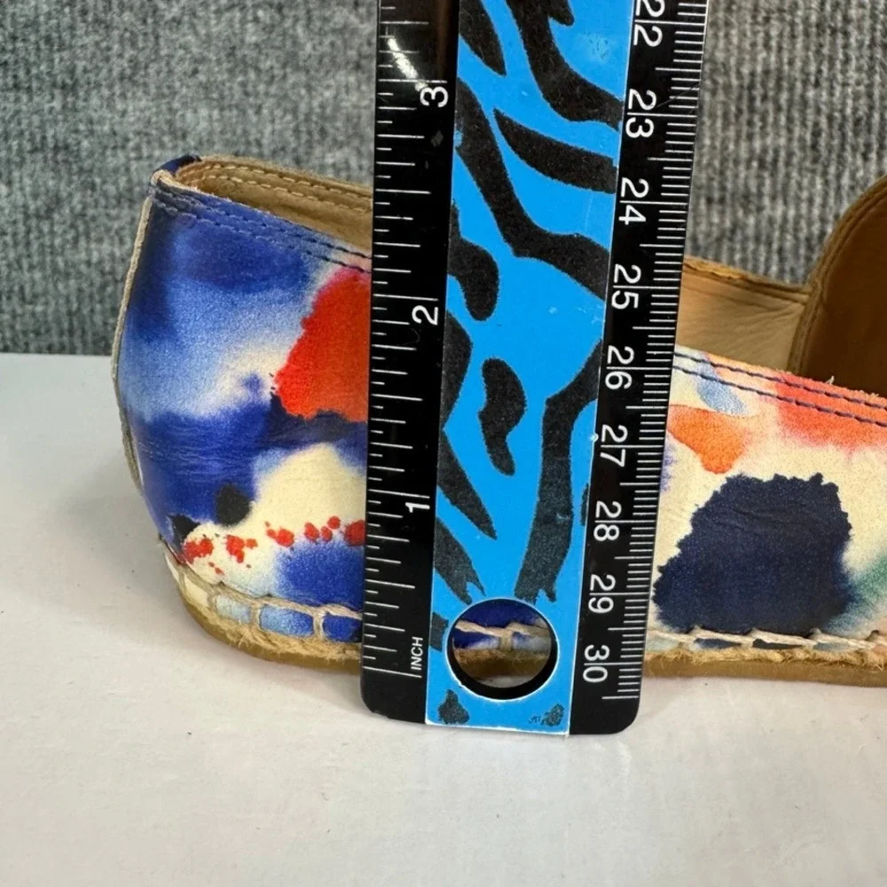 Loeffler Randall Mara Watercolor Floral Leather Espadrille Flats Black Cap Toe 8